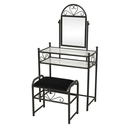 - Ktaxon Vanity Table Dresser Vintage Mirror Heart Large Dressing Iron Make-up Black New