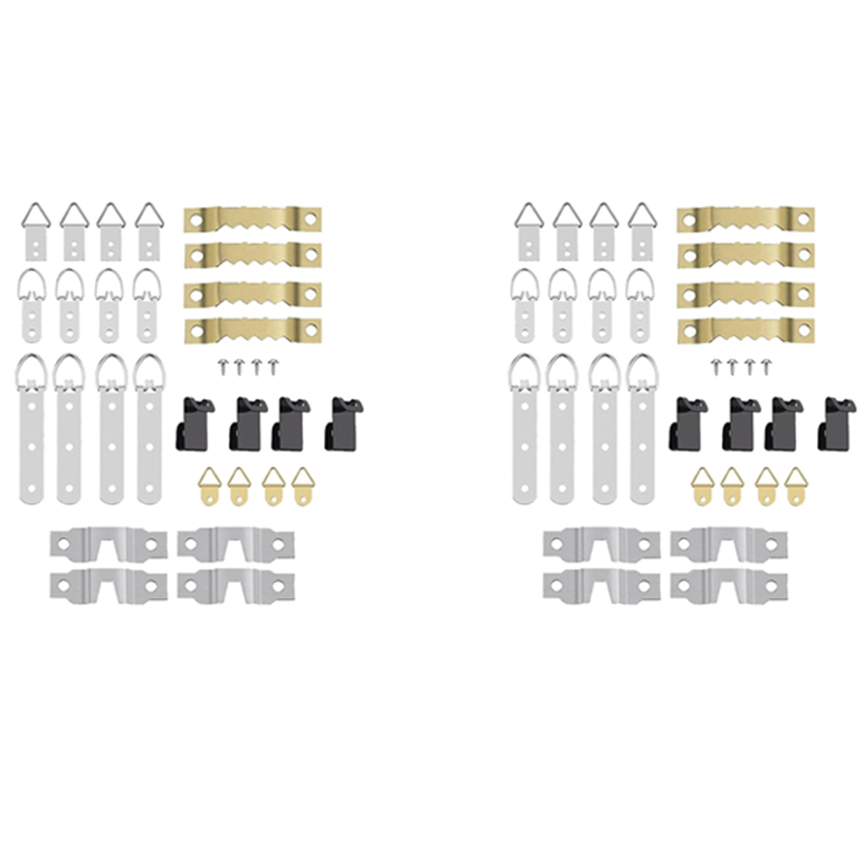 Uniclife 30 Pièces D'Accroches En D Pour Cadres Avec Vis Quincaillerie Résistante Pour Suspension D'Objets Jusqu'à 18 KG Crochets à Double Trou Anneaux En D Pour Cadres Peintures Miroirs Et Horloges
