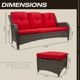 thumbnail image 5 of Meetleisure 3-Piece Wicker Outdoor Patio Sofa And Ottoman, Red, 5 of 9