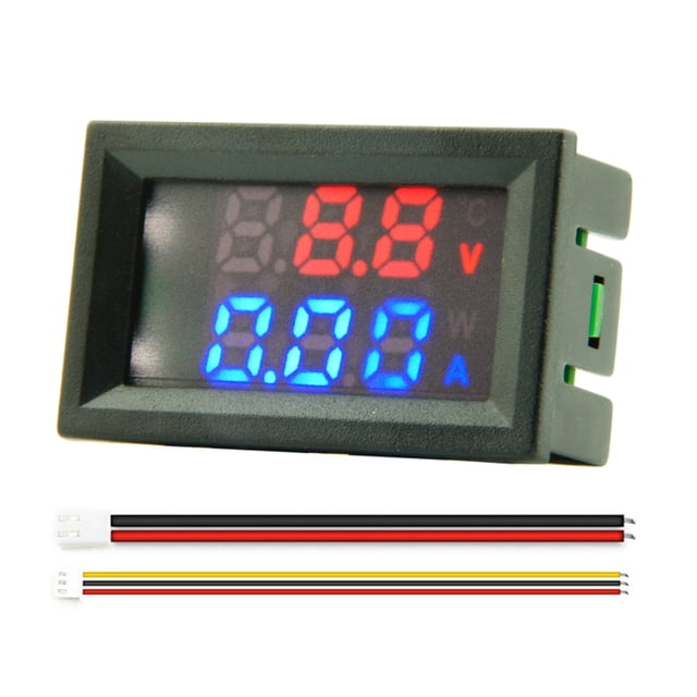 WDOplteas DC 100V Amp Volt Gauge Dual LED 10A Digital Voltímetro Amperímetro Herramientas Medición