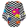 thumbnail image 6 of Retro Classic 1980S Shapes On Black And White Check Women's V-Neck Blouse With 3/4 Ruffled Bell Sleeves Casual Top Ladies Blouses, 6 of 7