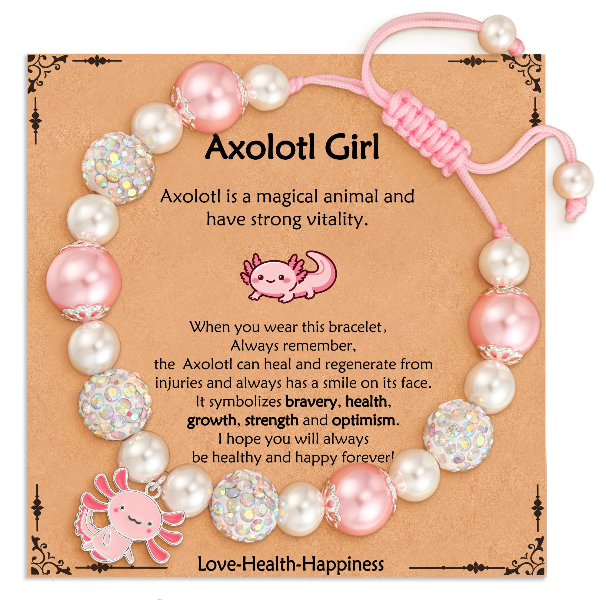 APSVO Axolotl Charm Bracelets for Teen Girls Daughter Natural Stone Beaded Bracelet Birthday Graduation Jewelry Gifts Teen Tween Preteen Kids 7 8 9 10 11 12 13 14 Year Old Age