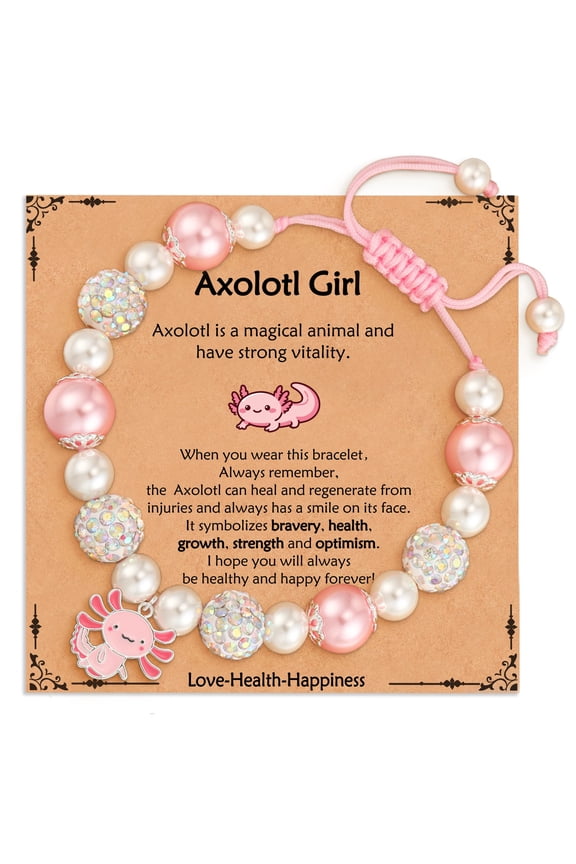 Axolotl Charm Bracelets for Teen Girls Daughter Natural Stone Beaded Bracelet Birthday Graduation Jewelry Gifts Teen Tween Preteen Kids 7 8 9 10 11 12 13 14 Year Old Age