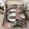 thumbnail image 2 of Feelyou Brown Abstract Ombre Bed Sheets, Square Circle Geometric King Sheets, Teen Kid Child Adult Sheet Set, Lightweight Room Decor, 4-Piece, 2 of 7