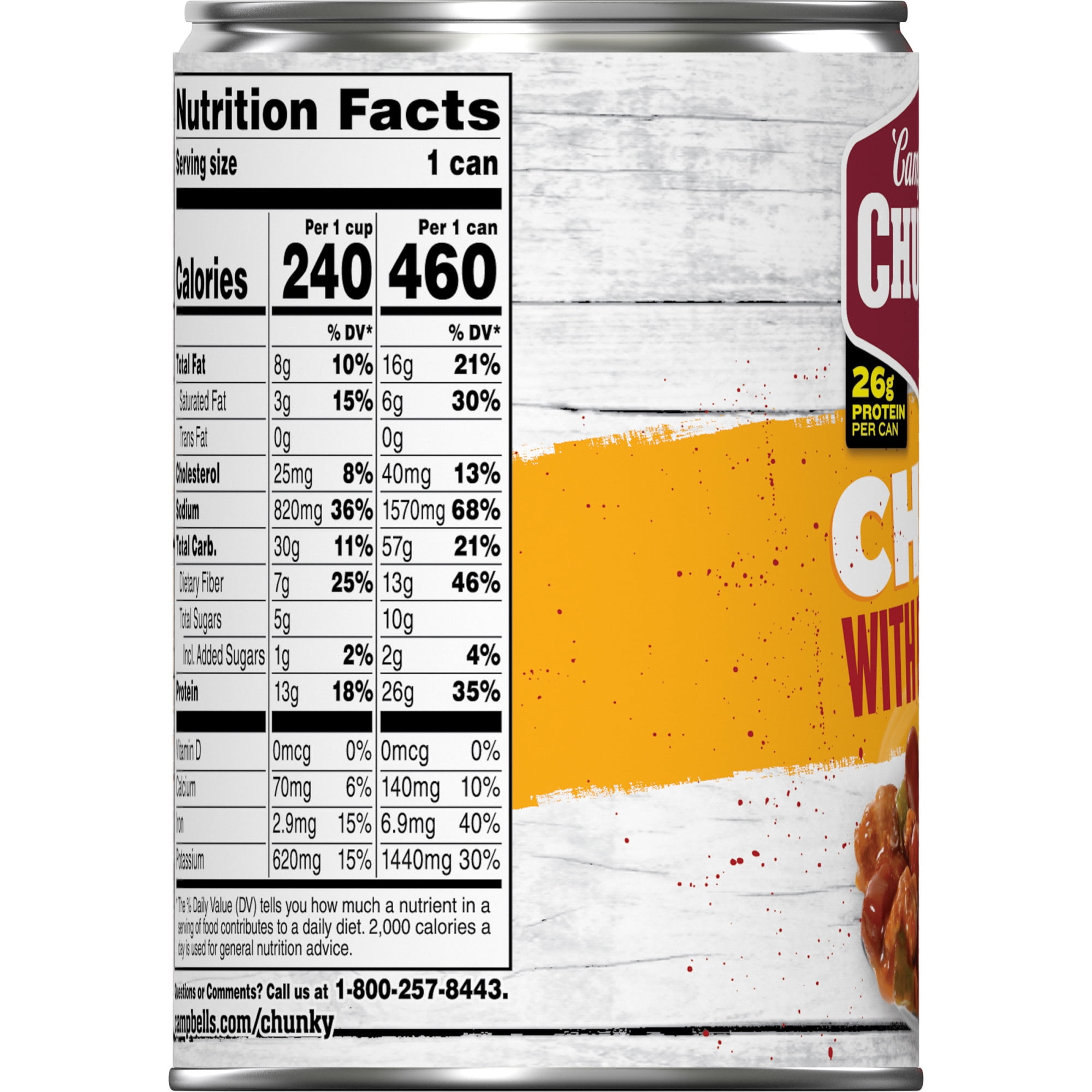 (6 pack) Campbell’s Chunky Chili with Beans, 16.5 oz Can