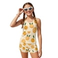 thumbnail image 3 of Xoenoiee Orange Print Girls Tankini Swimsuits with Shorts 2026 Vacation Travel Modest Swimwear Boho Graphic 2 Piece Bathing Suits, Size 12-13 Years, 3 of 3