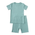 thumbnail image 2 of Baby Toddler Pajamas Set Solid Pullover Top With Shorts Summer Girls Outfit Pajamas For Boys Size 6-12 Months, 2 of 8