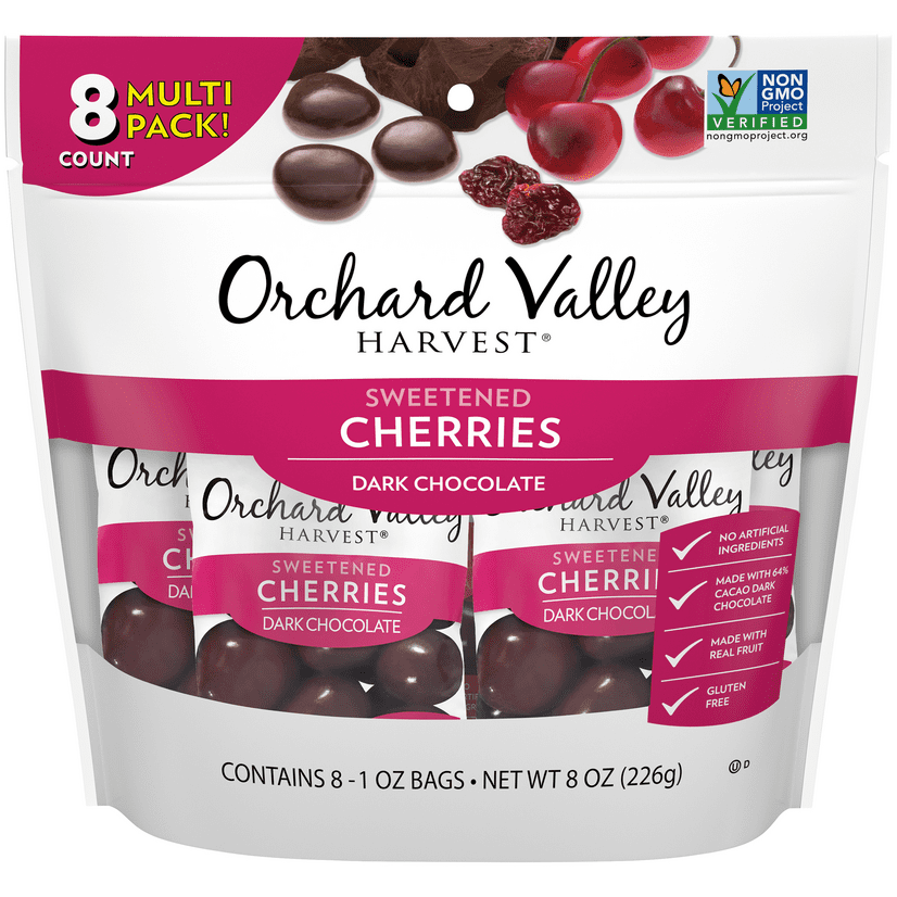 ORCHARD VALLEY HARVEST Dark Chocolate Cherries, 1 oz (Pack of 8), Non