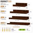 thumbnail image 2 of KAIWIN Brown Wood Floating Shelves Set of 5 (24/16/14/10In) - Wall Mounted Storage & Decor for Home, 2 of 5