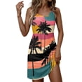 thumbnail image 2 of Summer Dresses for Women 2026 Beach Loose Casual A Line Dress Sleeveless V-Neck Sundress with Pockets Tropical Hawaiian Printed Pink 3XL, 2 of 4