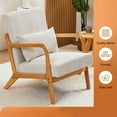 thumbnail image 5 of Leumius Modern Arm Chair Upholstered Reading Accent Chair with Pillow & Solid Wood Frame for Living Room Bedroom,Beige 02, 5 of 8
