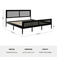 thumbnail image 6 of Martha Stewart Jax King Size Solid Wood Platform Bed with Rattan Headboard and Footboard, No Box Spring Required, Black, 6 of 11