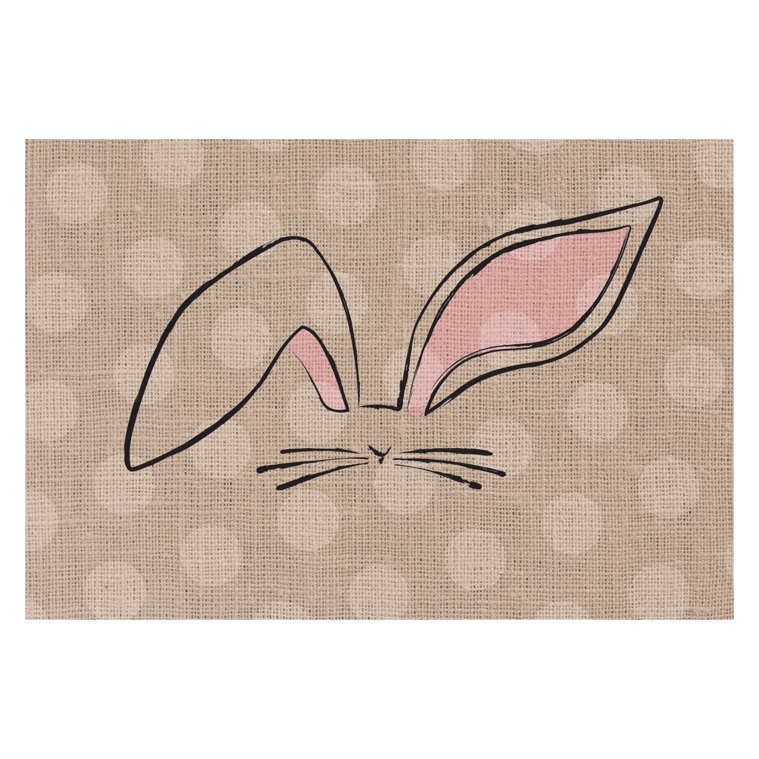 Personalized Planet 27x18 Polka Dot Bunny Ears Doormat with Custom Family Name Printed on Brown Rectangular 1/8” Thick Non Slip Mat for Kitchen Hallway Deck or Porch