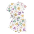 thumbnail image 4 of Hrsba Summer Casual Print Crew Neck Short Sleeve T Shirt Shorts Fashion Sports 2 Piece Set Girls Casual Outfit, 4 of 7
