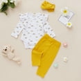 thumbnail image 4 of Xingqing 3PCS Infant Neborn Baby Girls Rainbow Print Long Sleeve Ruffle Romper Long Solid Color Pants, 4 of 10