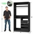 thumbnail image 2 of iSunirm Walk-in Closet System with 3 Wooden Drawers, 36" Standing Wardrobe Closet with 2 Hanging Rods and Shelves, Wardrobe Closet for Bedroom, Living Room, 36"L x 80"H x 16"W, Black, 2 of 9
