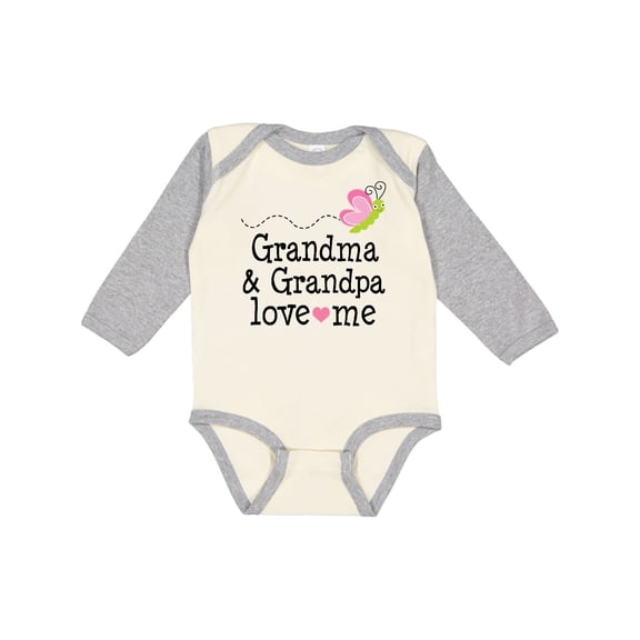 Inktastic Grandma and Grandpa Love Me Granddaughter Butterfly Girls Long Sleeve Baby Bodysuit