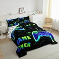 thumbnail image 3 of Manfei Cartoon Console Queen Comforter Set,Modern Video Game Bedding Sets,Green Blue Black Bedding Comforter Set For Boys Teens,Super Cozy Room Decor Reversible,3pcs, 3 of 8