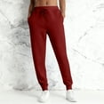 thumbnail image 2 of Joggers for Women High Waisted Drawstring Sweatpants Trendy Joggers with Pockets Workout Athletic Sweat Pants 2025 Wine XXL, 2 of 5
