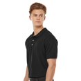 thumbnail image 3 of Tultex Men’s Sport Pique Polo Shirt, Short Sleeve, 50/50 Cotton-Polyester, Black, 1-Pack, S-2XL, 3 of 7