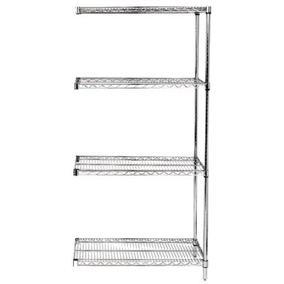 Quantum Storage AD86-2454C Chrome Wire Shelving 4-Shelf Add-On Unit - 86 in.
