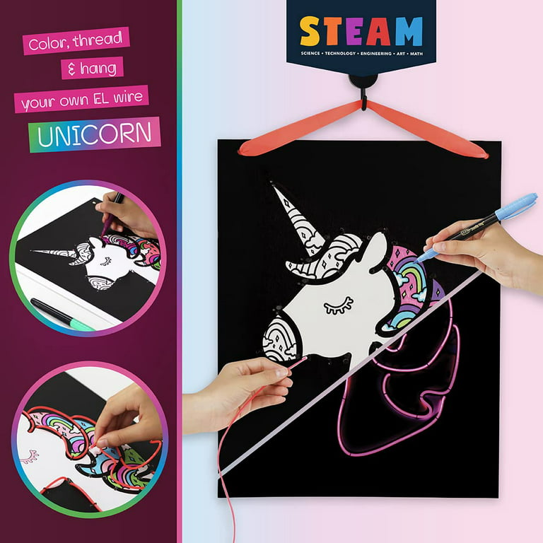 Unicorns Gifts for Girls - Create Your Own Neon Light Up Art for Wall, Arts and Crafts for Kids & Girls Ages 8-12, Birthday Toys for Girls 7 9 10 11