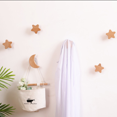 thumbnail image 5 of Gancho de pared de madera maciza sin perforaciones Gancho de pared para pasillo Perchero Capucha Estrella Luna Creativo, 5 of 5