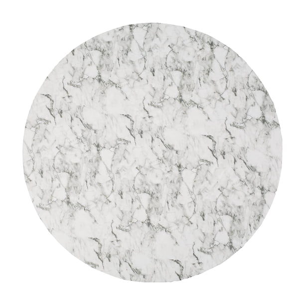 Mantel redondo de vinilo ajustable de PVC con reverso de franela, color mármol blanco 55 a 65 pulgadas