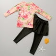 thumbnail image 6 of QTBIUQ Baby Girls Two Piece Swimsuit Long Sleeve Top Shorts Upf 50+ Sun Protection Swimwear 3-9 Years, 6 of 8