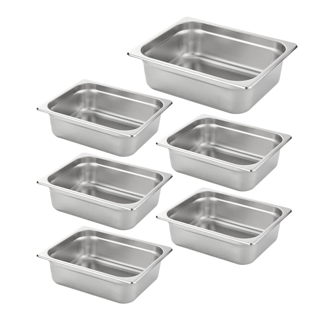 Sartén Hotel HECMAC, tamaño 1/2, 4 cm de profundidad, acero inoxidable, paquete de 6