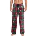 thumbnail image 3 of dazeni Mens Christmas Plaid Pajama Pants Straight Leg Bottoms Pants Elastic Waisted Sleep PJs with Pockets B XL, 3 of 8