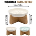 thumbnail image 3 of BESEW7 Ceramic Raised Cat Bowl with Wood Stand, Elevated Slow Feeder for Cats and Small Dogs, Non-Slip Base Easy Clean Pet Water Dish Green, 3 of 6