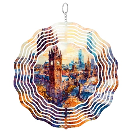 Manchester UK 3D Wind Spinner Metal Hanging Ornament Outdoor Decor Industrial City Bee Symbol Gift