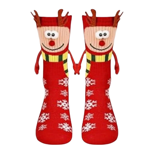 Chaussettes Couple Magnétiques Rouges Design Main dans la Main Absorbant la Sueur Chaussettes de Sport Automne Hiver Longues Chaussettes pour Hommes Femmes 1 Paire 0.15 Lb