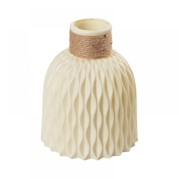 White Plastic Vase for Flowers Unbreakable,Ceramic Look Decor Vase
