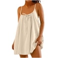thumbnail image 2 of Sentmoon Robe de Plage Grande Taille Fête Sans Manches Col Rond Mignonne Robes de Printemps Printemps Couleur Unie Coupe Régulière Bretelles Spaghetti Robe Cocktail pour Femmes Mode Urbaine pour le Travail et le Bureau Kaki TG, 2 of 5