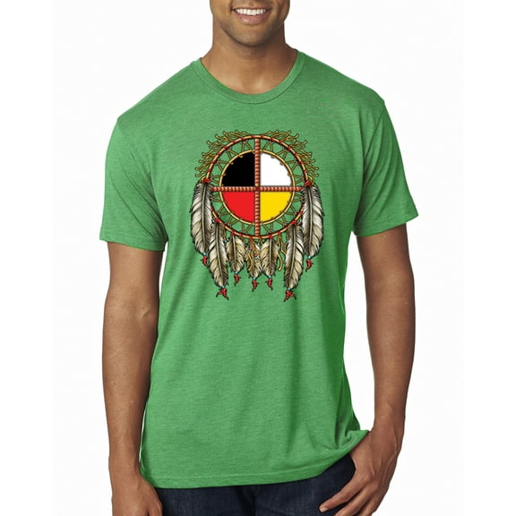Wild Bobby, Medicine Wheel Dreamcatcher Native American Pop Culture Mens Premium Tri Blend T-Shirt, Envy, Small