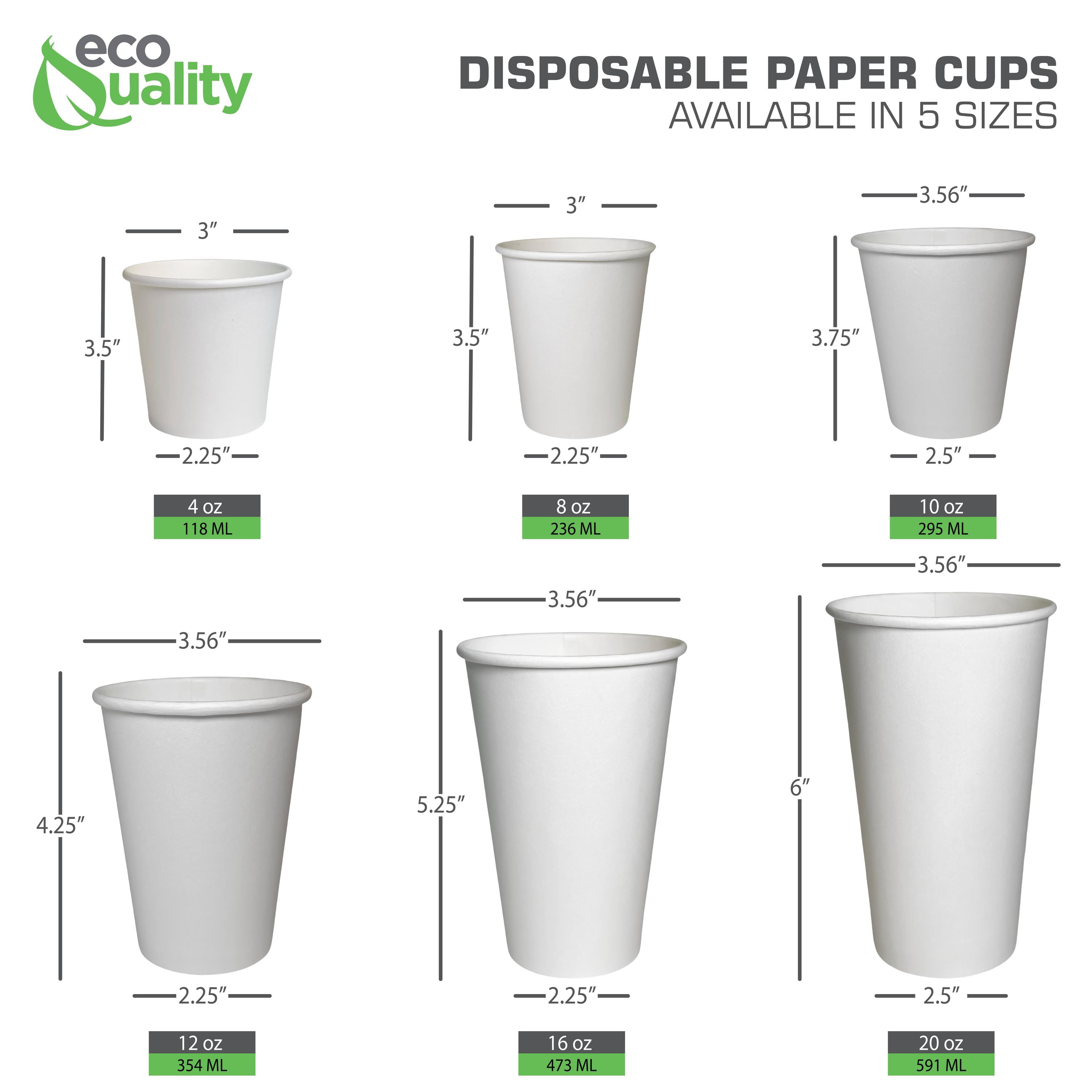 [25 Pack] 10oz Disposable White Paper Coffee Cups with Black Dome Lids -  For Hot, Cold Drink, Coffee, Tea, Cocoa, Travel, Office, Home, Cider, Hot