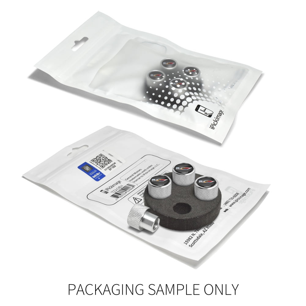 Cadillac V Logo in Black on Shining Silver Aluminum Tire Valve Stem Caps