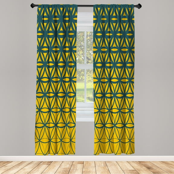 Ambesonne Abstract Curtains, Art of Retro Ombre Pattern, Pair of 28"x84", Dark Teal