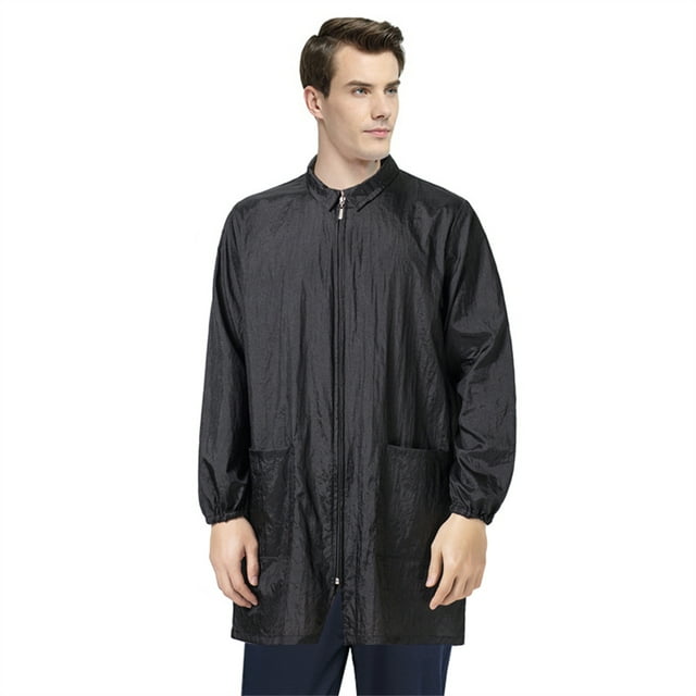TOPTIE Chemise à Manches Longues pour Coiffeur, Vêtements de Travail, Tenue de Toilettage pour Animaux, Cape de Coiffeur pour salon-Noir-G