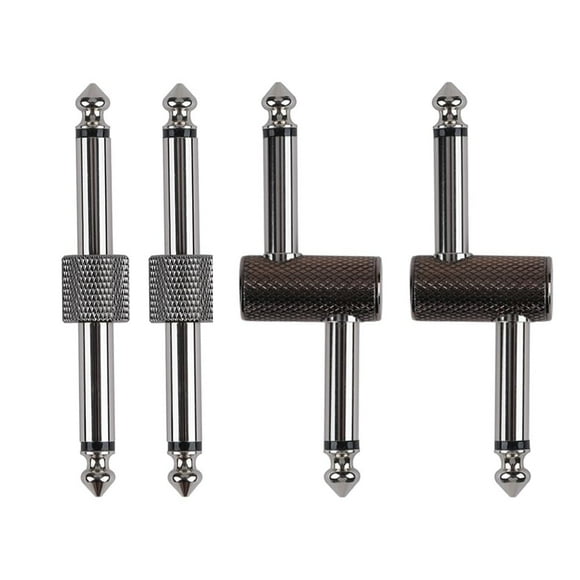 Rayzm Conector De Parche Para Pedal De Guitarra, 6,35 Mm (1/4"), Acoplador De Pedal A Pedal, Adaptador De Enchufe Macho A Macho Para Pedalera De Guitarra En Lugar De Cable De Conexión, Paquete De 4 (2