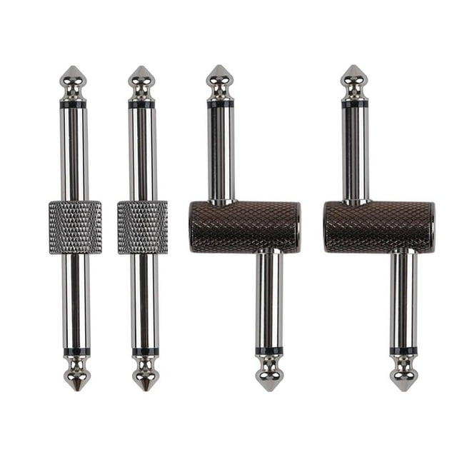 Rayzm Conector De Parche Para Pedal De Guitarra, 6,35 Mm (1/4"), Acoplador De Pedal A Pedal, Adaptador De Enchufe Macho A Macho Para Pedalera De Guitarra En Lugar De Cable De Conexión, Paquete De 4 (2