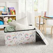 Kvell Foldable Collapsible Toy Storage Bin, Rainbow & Heart Design, Kids' Storage Chest