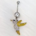 thumbnail image 5 of 14G Hummingbird Belly Button Navel Rings Surgical Steel with Clear CZ Dangling for Women Luxe Modz, 5 of 6