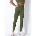 thumbnail image 6 of Chiclily Womens High Waist Leggings, 27" Inseam, Workout Yoga Pnats Tummy Control Joggers, Army Green, Size M, 6 of 6
