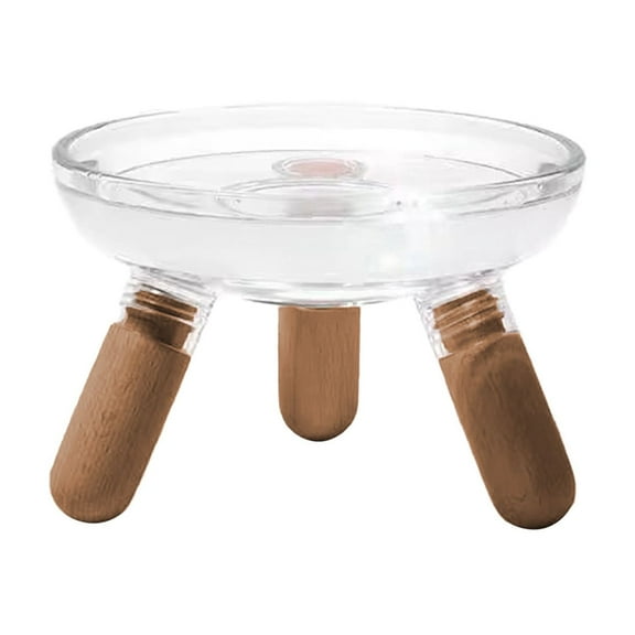 Whisker Friendly Cat Food Bowl, Glass-Raised Feeding Bowl with Wooden Legs, Anti Vomiting & Protecting Spine