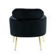 thumbnail image 5 of Velvet Accent Chair, Tufted Upholstered Sofa Chair with Arms and High Back, Modern Armchair with Gold Legs and Embroidered Pillow Leisure Chaise Lounge Chair for Living Room Bedroom, Black, 5 of 7