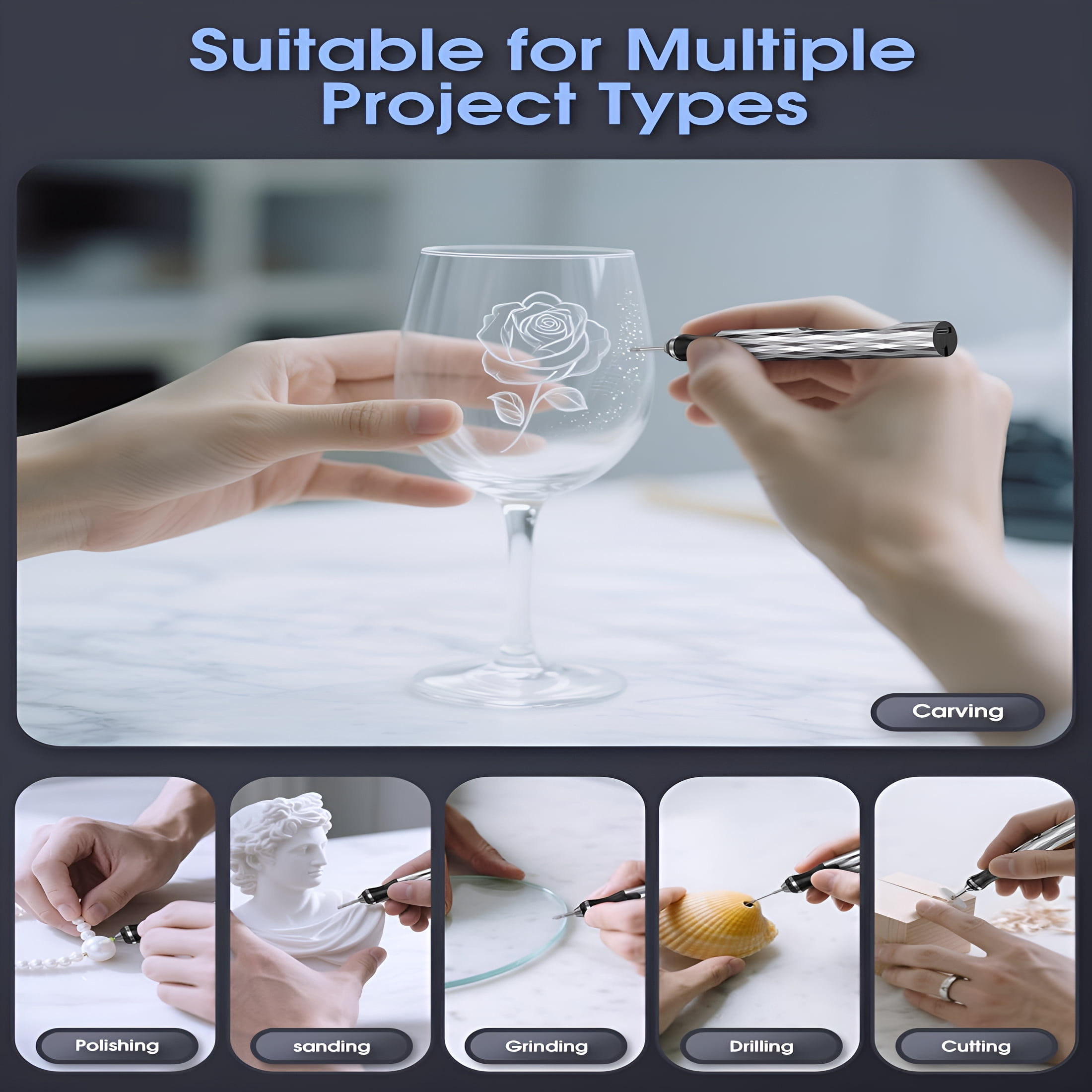 EXLEAF 2026 New Upgraded Electric Engraving Pen with 37 Bits&3-Speed Adjust,Usb Rechargeable,Rotary Tool for 50+ Surfaces-Professional&Beginner Friendly,Portable for Diy Crafts,Personalization&Gifts