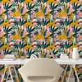 thumbnail image 2 of Ambesonne Exotics Peel & Stick Wallpaper for Home, Leaves and Cheetah Pattern, 13"x100", Apricot Pale Purple Teal, 2 of 5